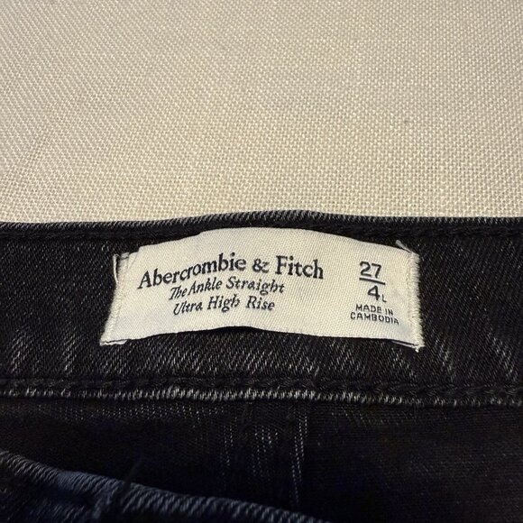 A&F Abercrombie & Fitch Ankle Straight Ultra High Rise Black Denim Jeans 27 / 4 - Picture 6 of 6